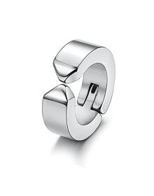 Erkek Küpesi - 2 Adet Çelik Kıstırmalı Küpe Paslanmaz Atmaz Çelik Gümüş Renk Küpe