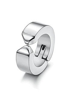 Erkek Küpesi - 2 Adet Çelik Kıstırmalı Küpe Paslanmaz Atmaz Çelik Gümüş Renk Küpe