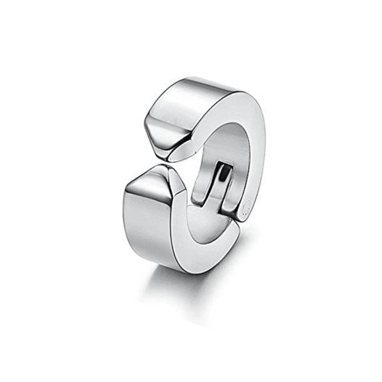 Erkek Küpesi - 2 Adet Çelik Kıstırmalı Küpe Paslanmaz Atmaz Çelik Gümüş Renk Küpe