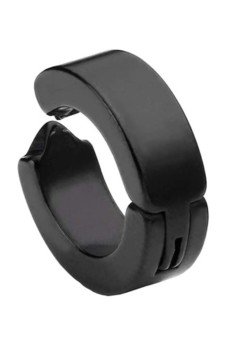 Erkek Küpesi - 1 Adet Siyah Çelik Kıstırmalı Küpe Paslanmaz Atmaz Çelik Siyah Küpe