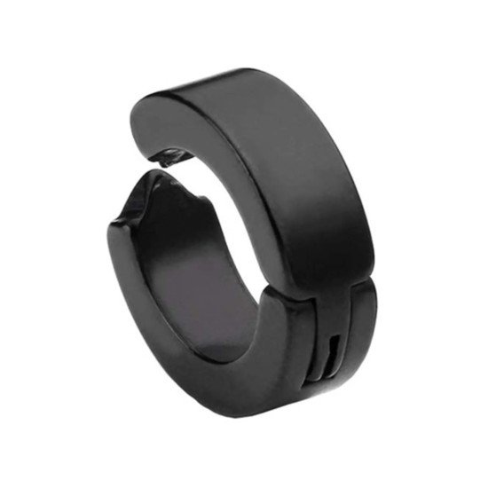 Erkek Küpesi - 1 Adet Siyah Çelik Kıstırmalı Küpe Paslanmaz Atmaz Çelik Siyah Küpe