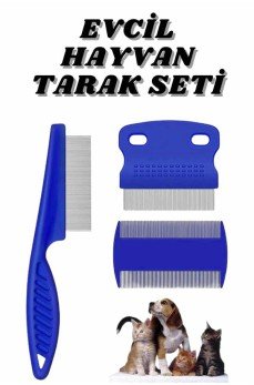 Evcil Hayvan Bit Tarağı Seti Paslanmaz Çelik Bıçaklı 4'lü Set Evcil Hayvan Bit Tarağı Seti Paslanmaz Çelik Bıçaklı 4'lü Set