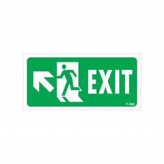 Exit Sol Yukarıı Uyarı Levhası 17,5x25 KOD:960