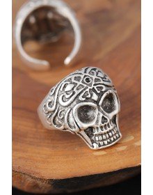 Kuru Kafalı Gümüş Renk Erkek Yüzük