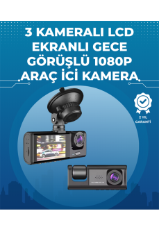 Gece Görüşlü 3'lü Araç Kamerası – Geri Görüş Destekli, 170° Geniş Açı