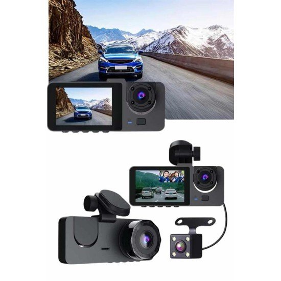 Gece Görüşlü DVR 3 Lensli Araç İçi Sürüş Kamerası Video Kaydedici Gece Görüşlü DVR 3 Lensli Araç İçi Sürüş Kamerası Video Kaydedici