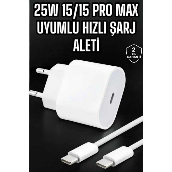 Güç Adaptörü ve Kablosu Şarj Aleti 15/15 Pro Max Uyumlu Hızlı Şarj