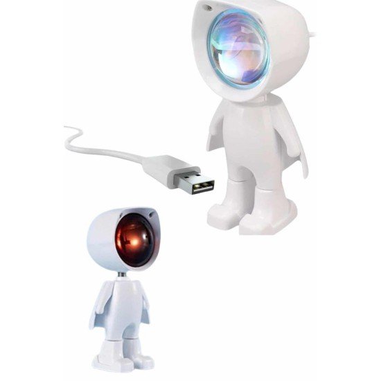 Gün Batımı Lambası Işık Arka Plan Projektör Sevimli Astronot Enerji Tasarruflu