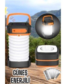 Güneş Enerjili Led Lamba Kamp Lambası Katlanabilir Lamba USB Şarjlı