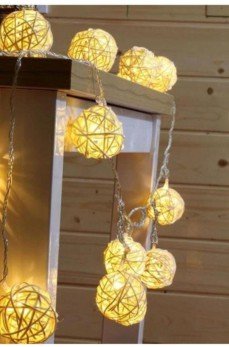 Hasır Toplar Led Işık 2 metre GÜN IŞIĞI Dekor Lambası