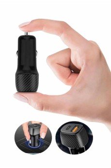 Hızlı Oto Şarj Cihazı 38W Çift Girişli HIzlı Şarj Oto Çakmaklık Type-C