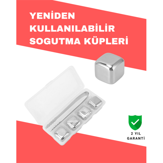 Hızlı Soğutma Özellikli Paslanmaz Metal Buz Küpü Takımı