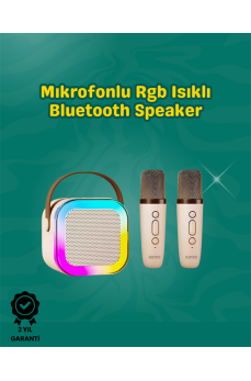 İki Mikrofonlu Renkli LED Işıklı Karaoke Cihazı