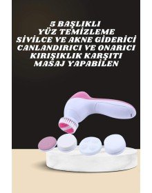 İkili Cilt Bakım Seti 5 Başlıklı Yüz Temizleme ve Masaj Aleti Canlandırıcı ve Onarıcı