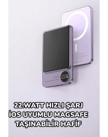 iOS Uyumlu 22.5W Hızlı Şarj Magsafe Powerbank Dijital Göstergeli 10.000 mAh