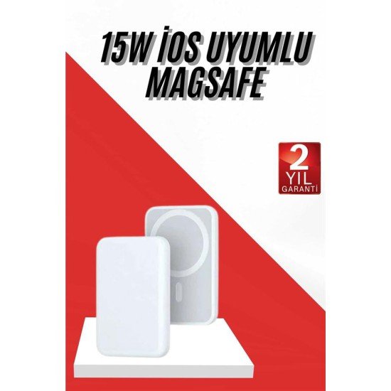 İOS Uyumlu Magsafe Kablosuz 15w Şarj Powerbank Magesafe