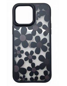 iPhone 16 Pro Max Çiçekli Kılıf Bağlama Aparatlı Siyah