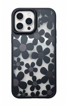 iPhone 16 Pro Max Çiçekli Kılıf Bağlama Aparatlı Siyah iPhone 16 Pro Max Çiçekli Kılıf Bağlama Aparatlı Siyah