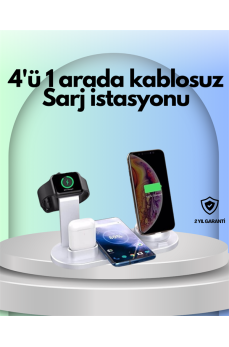 iPhone, Apple Watch ve AirPods ile Uyumlu 4'ü 1 Arada Şarj Ünitesi – Tüm Apple Cihazları Tek Noktada