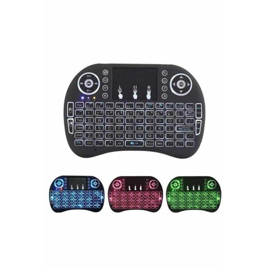 Işıklı Kablosuz Mini Klavye ve Dokunmatik Mouse Seti Türkçe Kablosuz