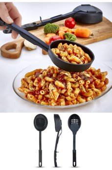 Isıya Dayanıklı 3 in 1 Servis Kepçesi - Kepçe Kevgir Kaşık 3'ü Bir Arada Servis Seti