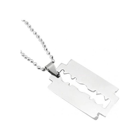 Jilet Çelik Kolye - Jilet Model Paslanmaz Gümüş Renk Çelik Kolye Jilet Çelik Kolye - Jilet Model Paslanmaz Gümüş Renk Çelik Kolye