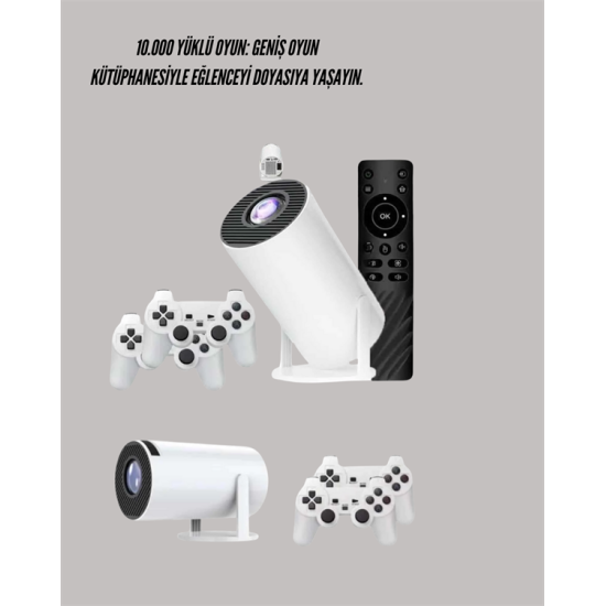 Kablosuz 4K Projeksiyon – Wi‑Fi 6 & Bluetooth 5.0 ile Oyun ve Uygulama Merkezli