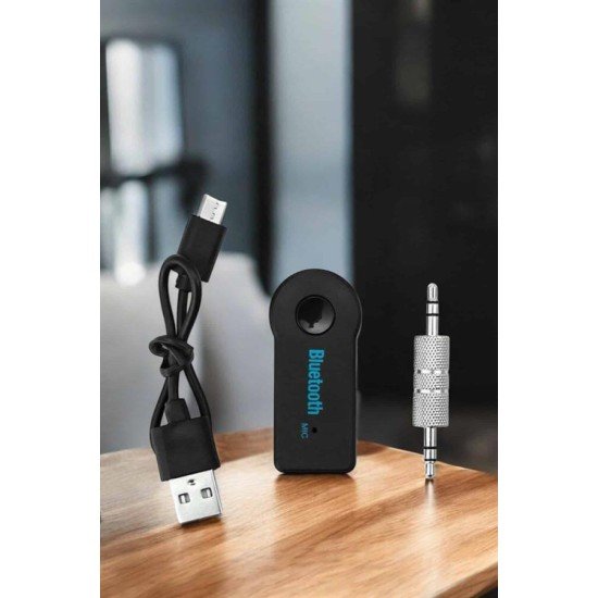 Kablosuz Bluetooth Aux Araç Kiti Siyah Hafıza Kartlı