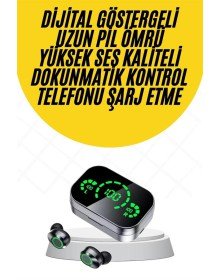 Kablosuz Bluetooth Kulaklık Çift Telefon Destekli Powerbankli Dijital Göstergeli