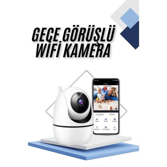 Kablosuz Wifi Destekli Akıllı Güvenlik Kamerası Hareket Sensörlü Kablosuz Wifi Destekli Akıllı Güvenlik Kamerası Hareket Sensörlü