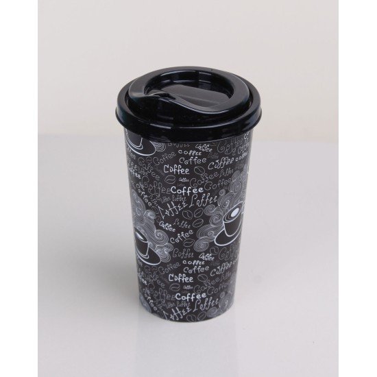 Kahve Bardağı - Kapaklı Desenli Kahve Bardağı - Kapaklı Desenli