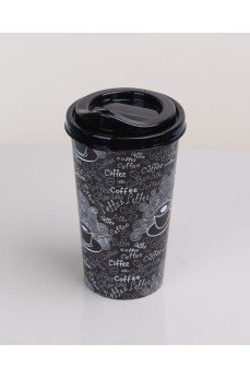 Kahve Bardağı - Kapaklı Desenli 650ML