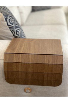 Kahverengi Koltuk Kenarı Ahşap Kaymaz Tepsi