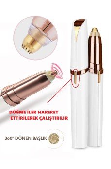 Kalem Tipi Taşınabilir İnce Uçlu Yüz Için Tüy Alıcı Kaş Bıyık Epilasyon Aleti (Pil Dahildir)