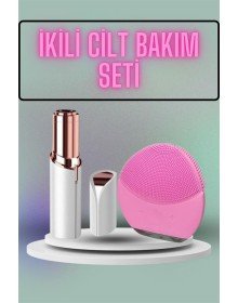 KAŞ BIYIK VE YÜZ EPİLASYON ALETİ VE TİTREŞİMLİ YÜZ TEMİZLEME MASAJ ALETİ İKİLİ SET