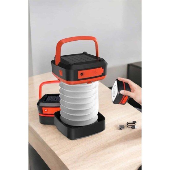 Katlanabilir Kamp Lambası Solar Fener Görünümlü 3 Kademeli Şarjlı Katlanabilir Kamp Lambası Solar Fener Görünümlü 3 Kademeli Şarjlı