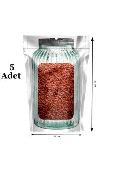 Kavanoz Görünümlü Kilitli Saklama Poşeti Çıtçıtlı ve Pratik Torba 5 Adet