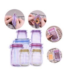 Kavanoz Görünümlü Kilitli Saklama Poşeti Çıtçıtlı ve Pratik Torba 10 Adet