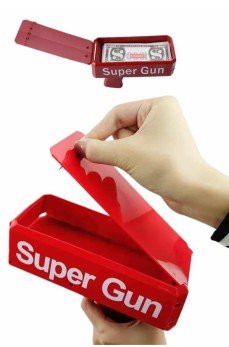 Kırmızı Parti Oyuncağı Para Saçma Fırlatma Tabancası Makinesi Super Money