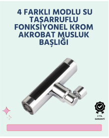 Krom Kaplamalı Çok Fonksiyonlu Musluk Başlığı | Paslanmaz Malzeme
