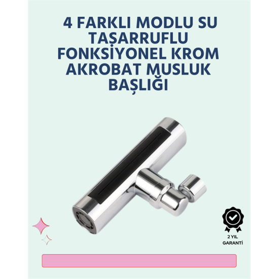 Krom Kaplamalı Çok Fonksiyonlu Musluk Başlığı | Paslanmaz Malzeme