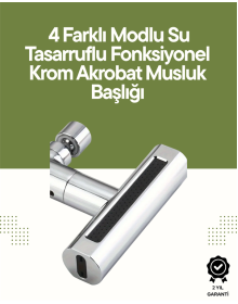 Krom Musluk Başlığı | 4'ü 1 Arada Su Çıkışı | Kolay Montajlı