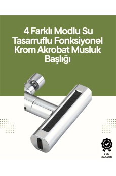 Krom Musluk Başlığı | 4'ü 1 Arada Su Çıkışı | Kolay Montajlı