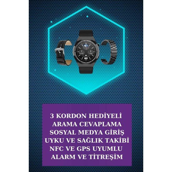 Kulak İçi Kablosuz Bluetooth Kulaklık ve NFC ve GPS Özellikli Akıllı Saat Alarm ve Titreşim