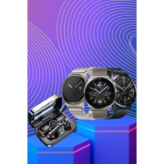 Kulak İçi Kablosuz Bluetooth Kulaklık ve NFC ve GPS Özellikli Akıllı Saat Alarm ve Titreşim