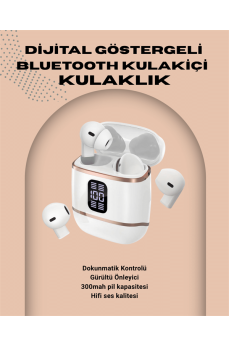 Kulakiçi Bluetooth Kulaklık V5.3 – 4’lü Set, Dijital Ekranlı, Gürültü Engelleme