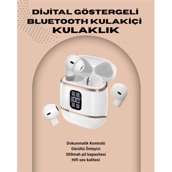 Kulakiçi Bluetooth Kulaklık V5.3 – 4’lü Set, Dijital Ekranlı, Gürültü Engelleme Kulakiçi Bluetooth Kulaklık V5.3 – 4’lü Set, Dijital Ekranlı, Gürültü Engelleme