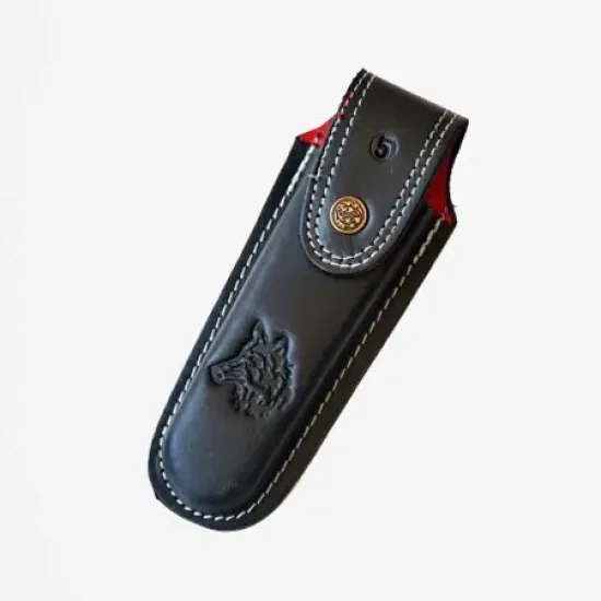 Kurt Figürlü Hakiki Deri Çakı Kılıfı No:4, 14 x 5 cm - Kemerlikli Kurt Figürlü Hakiki Deri Çakı Kılıfı No:4, 14 x 5 cm - Kemerlikli