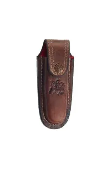 Kurt Figürlü Hakiki Deri Çakı Kılıfı No:3, 13 x 4 cm - Kemerlikli