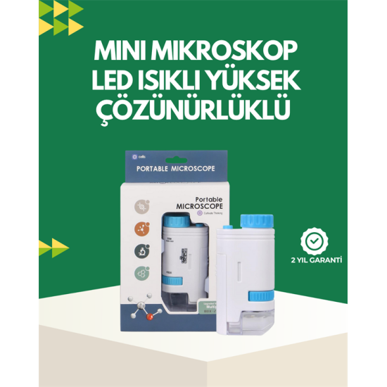 LED Aydınlatmalı 80–200 Kat Büyütmeli Cep Mikroskop